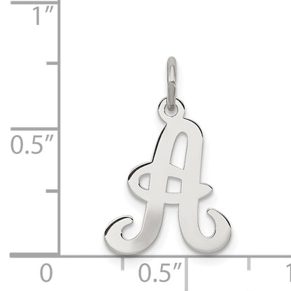 Sterling Silver Rhodium-plated Stamped Letter A Initial Charm