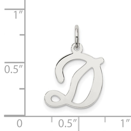 Sterling Silver Rhodium-plated Stamped Letter D Initial Charm