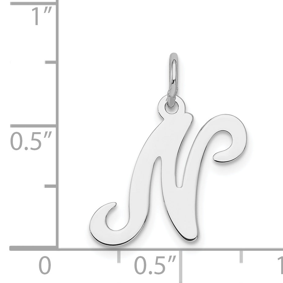 Sterling Silver Rhodium-plated Stamped Letter N Initial Charm
