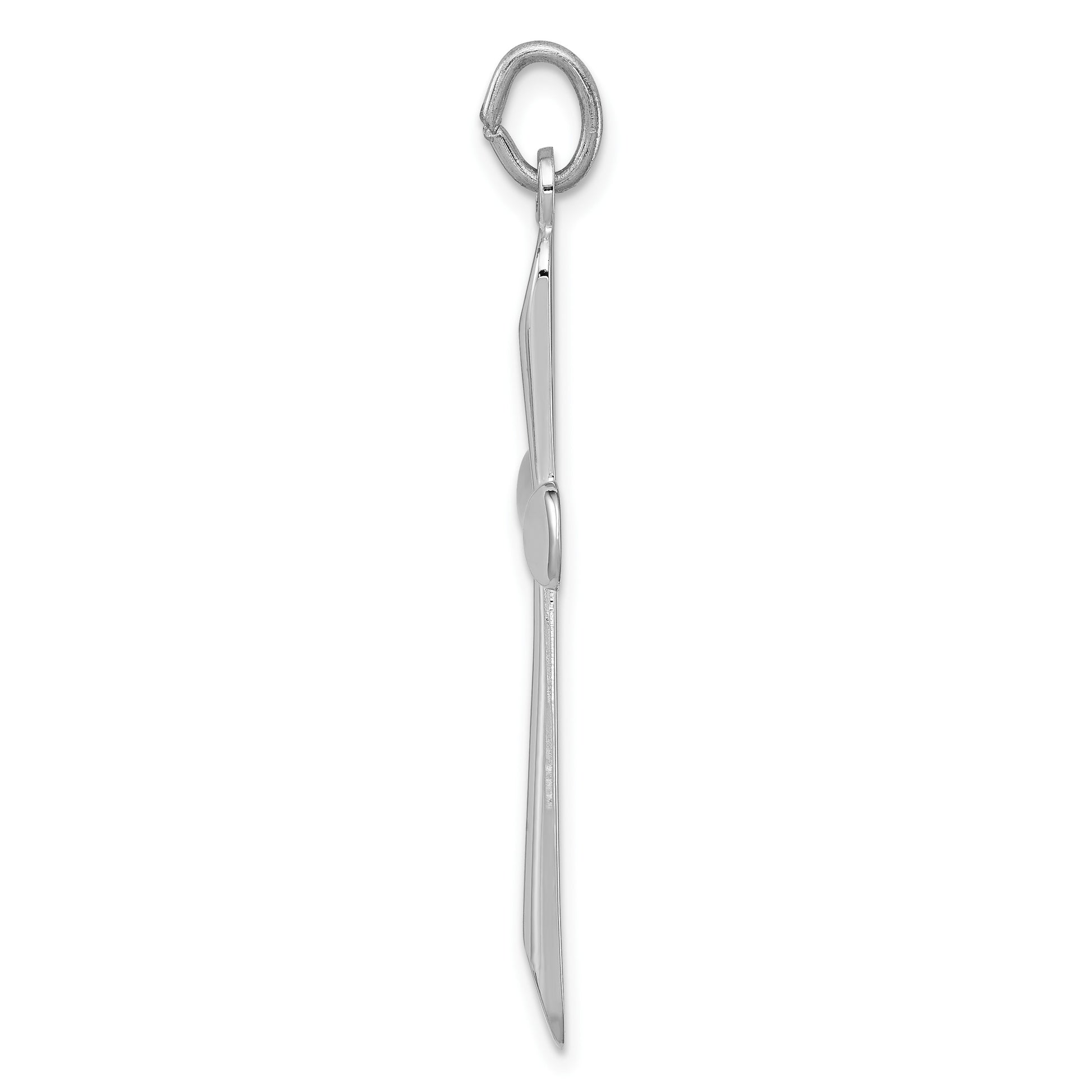 Sterling Silver Platinum-plated Polished Cross Pendant