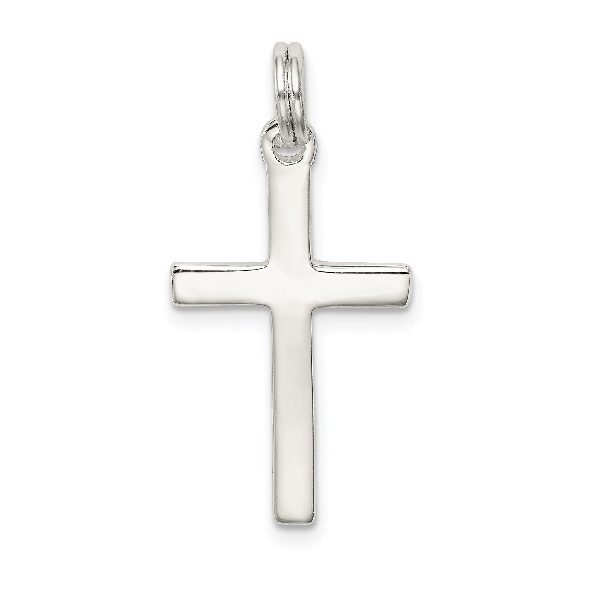 Sterling Silver Rhodium-plated Polished Cross Pendant