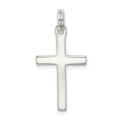 Sterling Silver Rhodium-plated Polished Cross Pendant