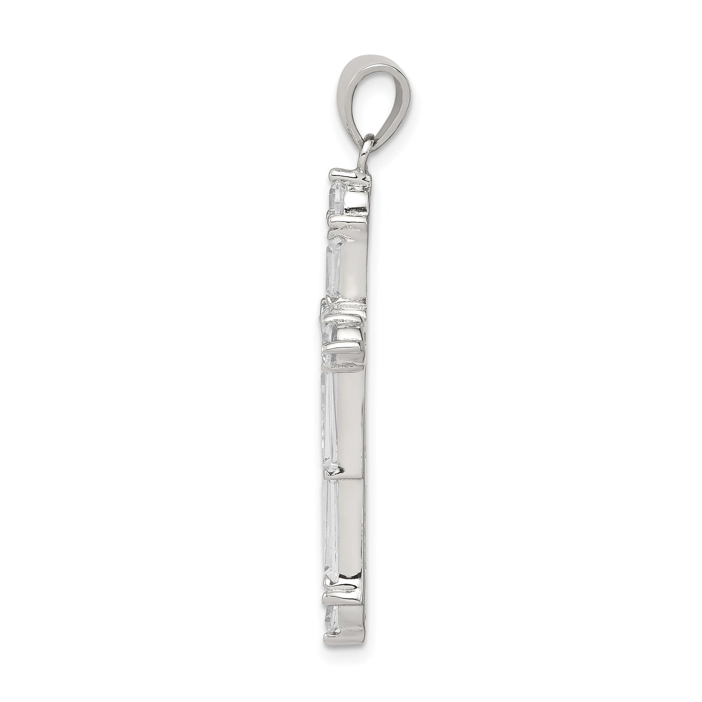 Sterling Silver Rhodium-plated CZ Cross Pendant