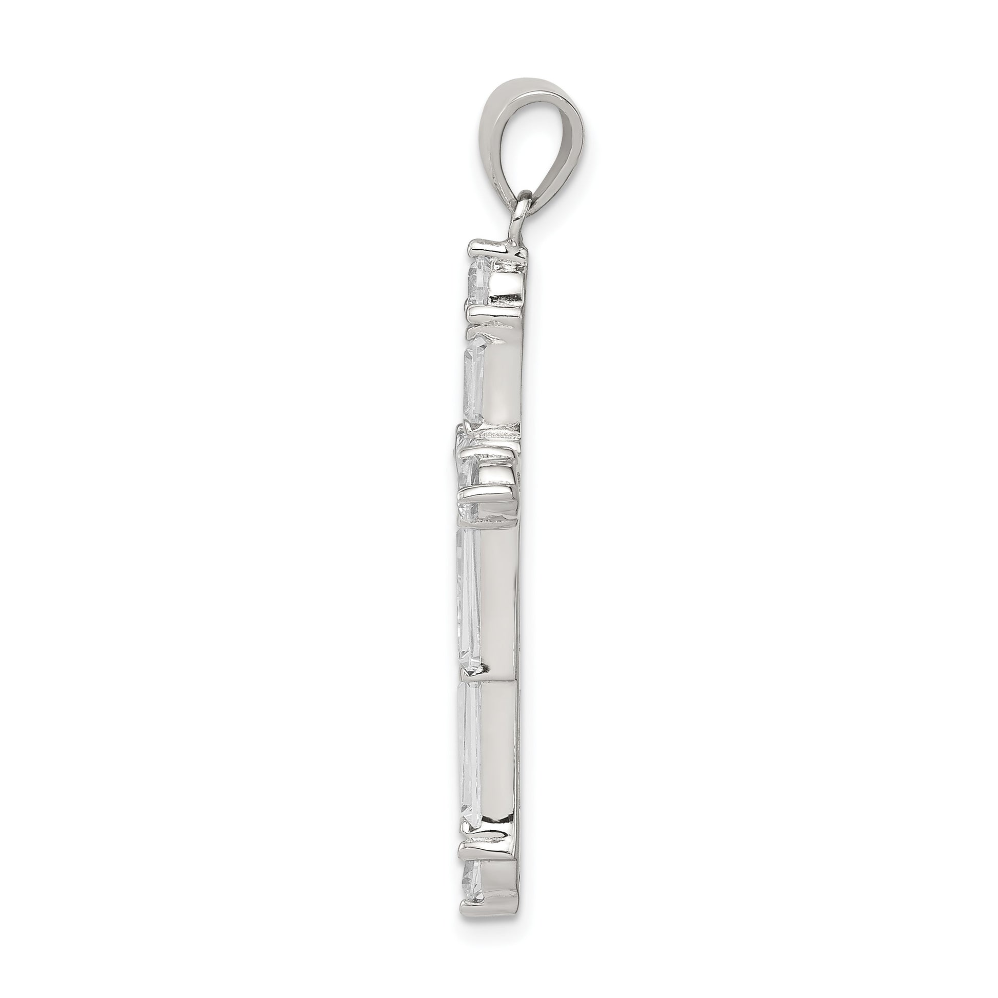 Sterling Silver Rhodium-plated CZ Cross Pendant