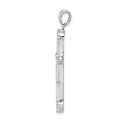 Sterling Silver Rhodium-plated CZ Cross Pendant
