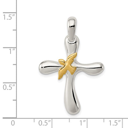 Sterling Silver & Vermeil Dove Cross Pendant