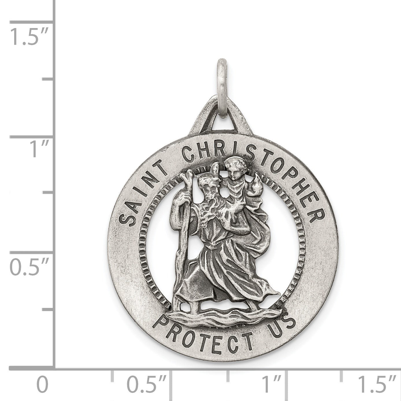 Sterling Silver Antiqued St. Christopher Medal