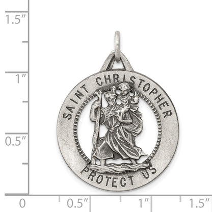 Sterling Silver Antiqued St. Christopher Medal