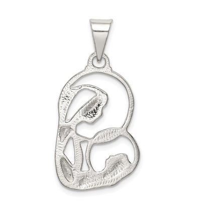 Sterling Silver Blessed Mary & Child Jesus Antique Finish Charm