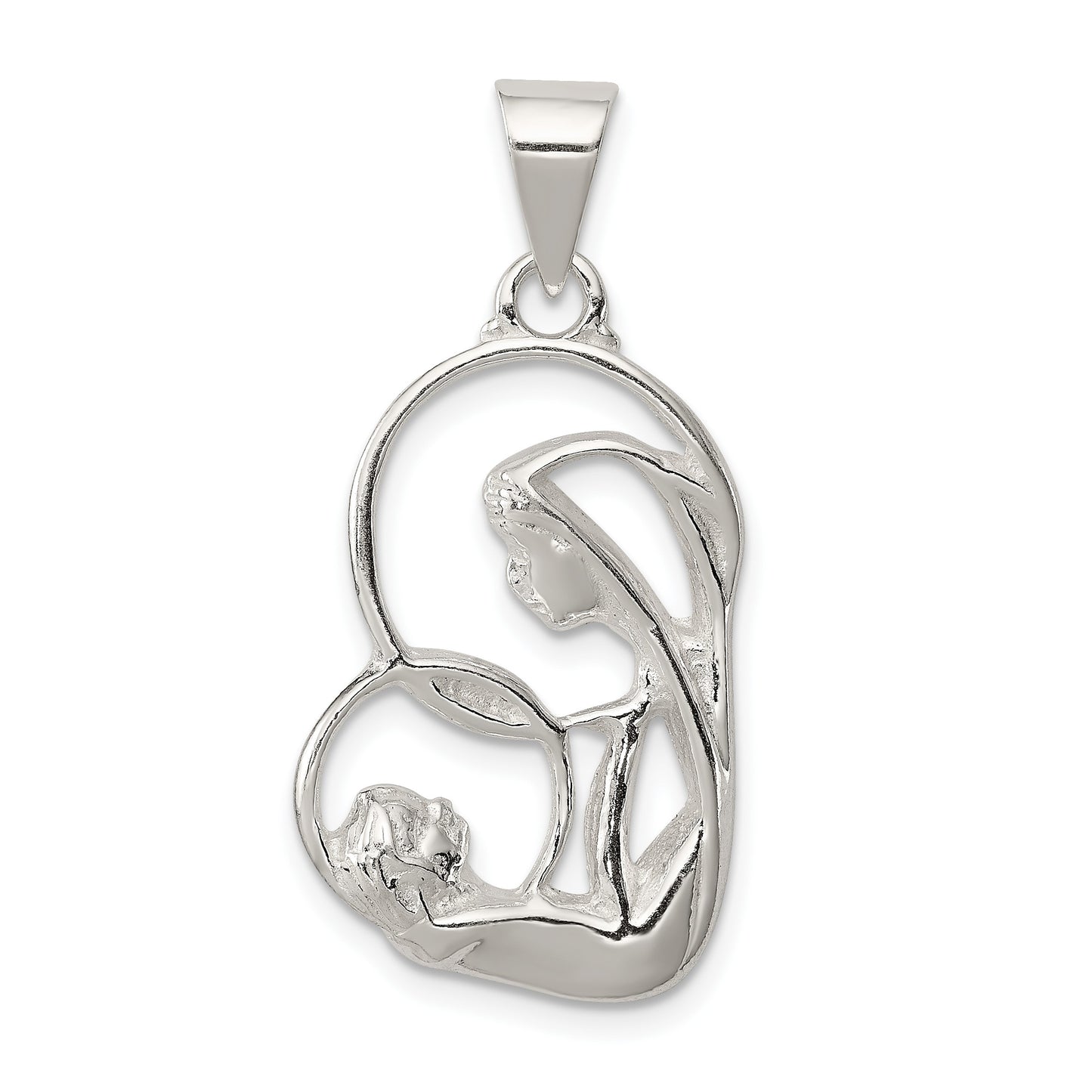 Sterling Silver Blessed Mary & Child Jesus Antique Finish Charm