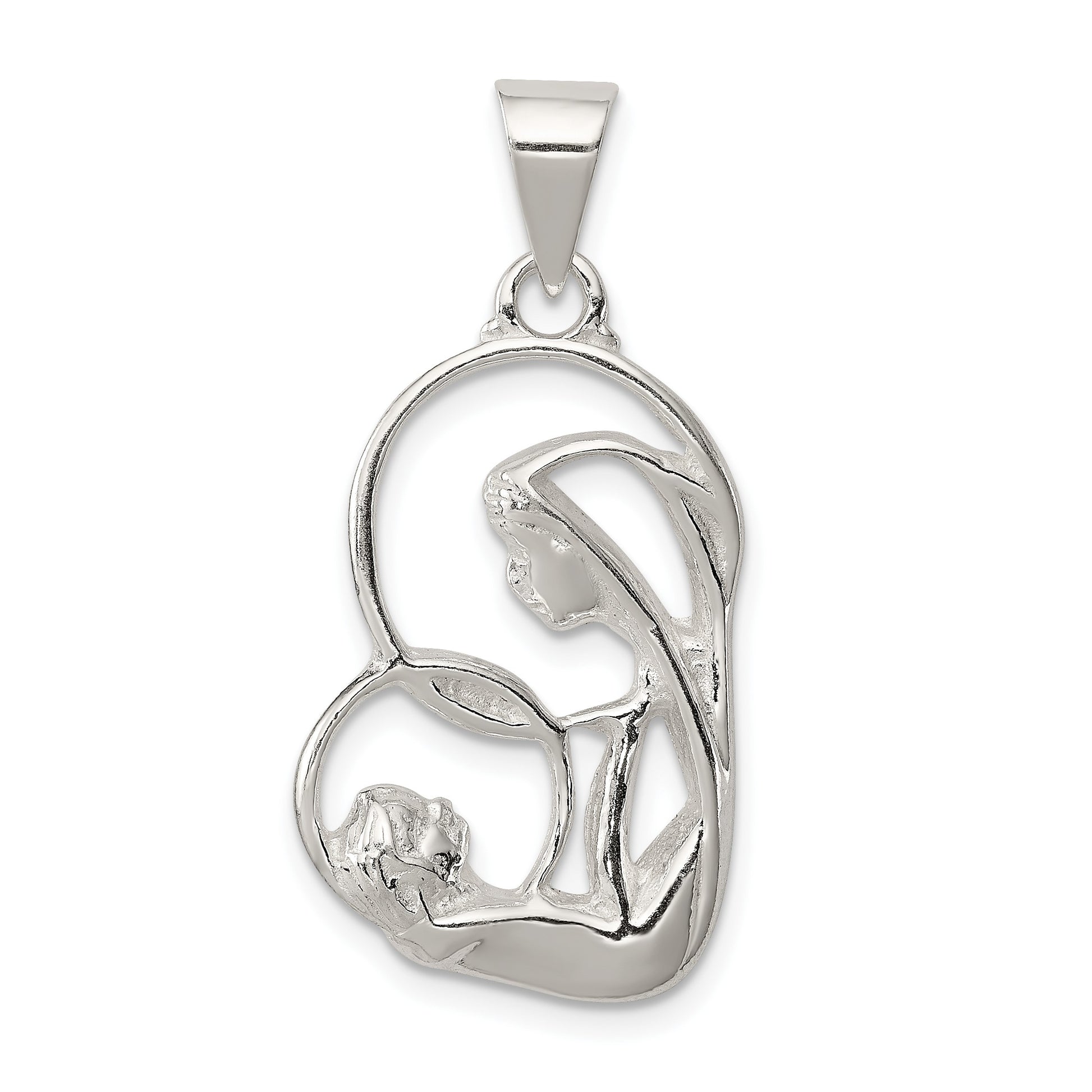 Sterling Silver Blessed Mary & Child Jesus Antique Finish Charm