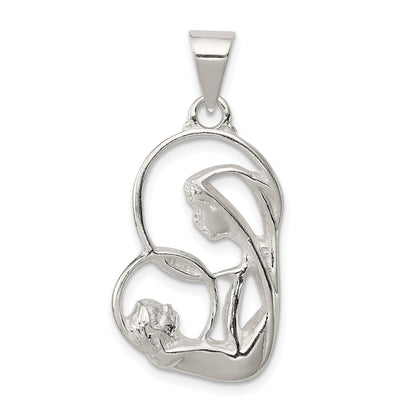 Sterling Silver Blessed Mary & Child Jesus Antique Finish Charm