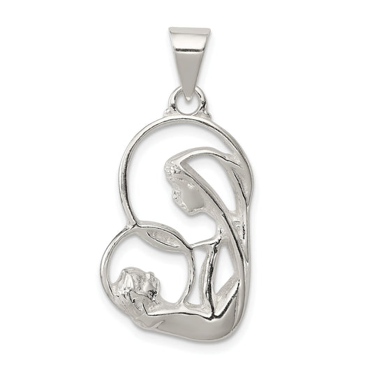Sterling Silver Blessed Mary & Child Jesus Antique Finish Charm