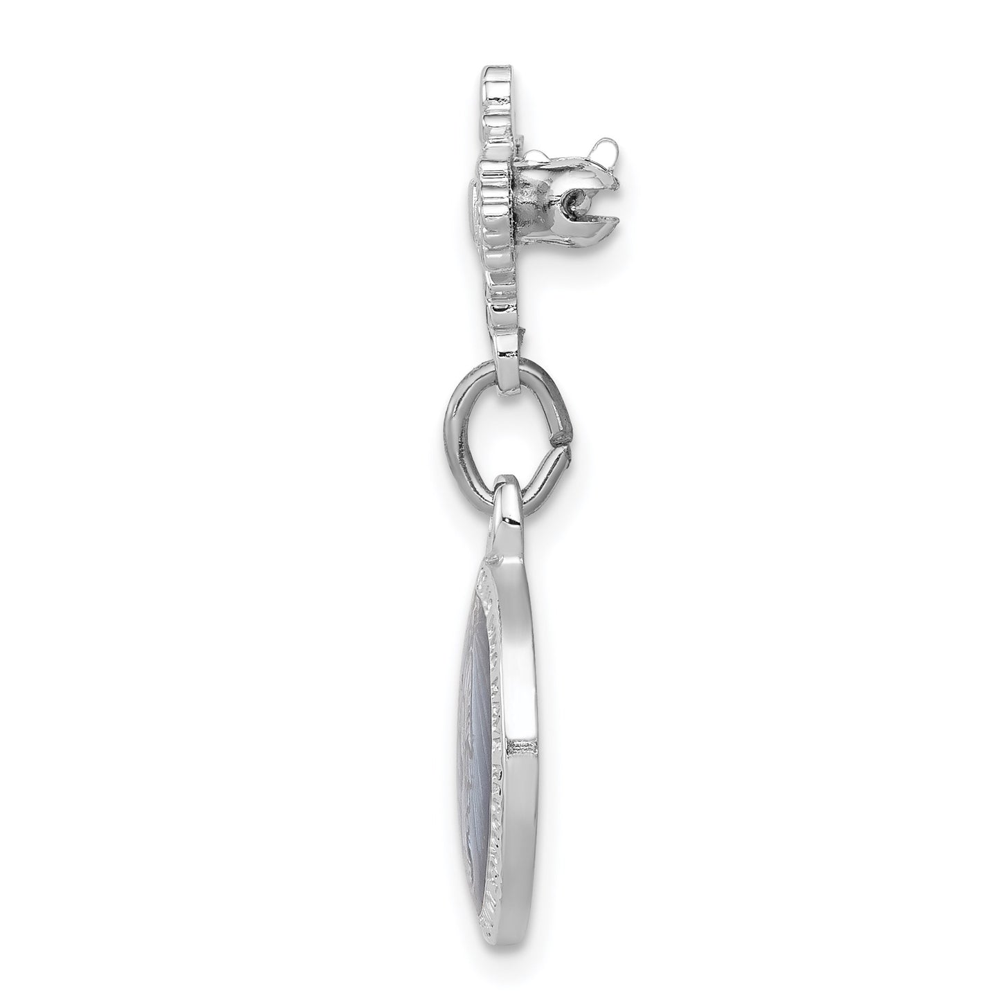Sterling Silver Platinum-plated Enameled Miraculous Medal Pin