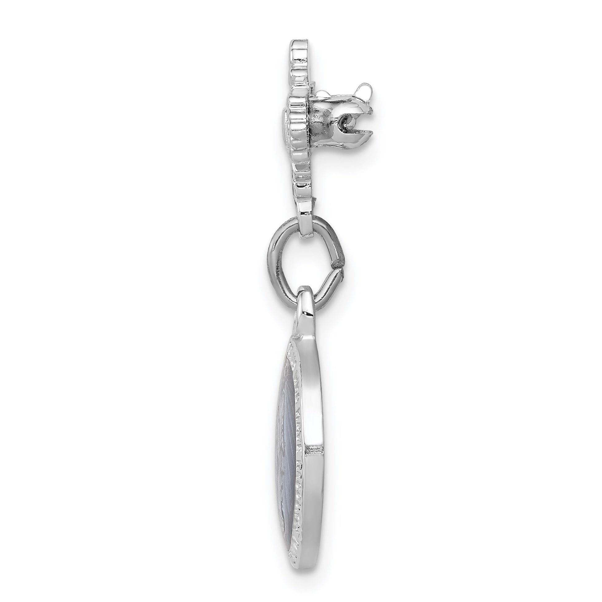 Sterling Silver Platinum-plated Enameled Miraculous Medal Pin
