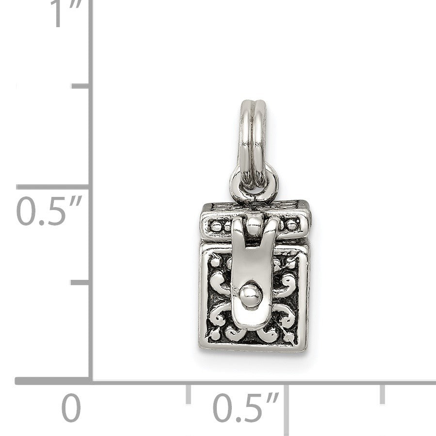 Sterling Silver Antiqued Angel Prayer Box Charm