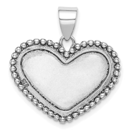 Sterling Silver Rhodium-plated Heart Pendant
