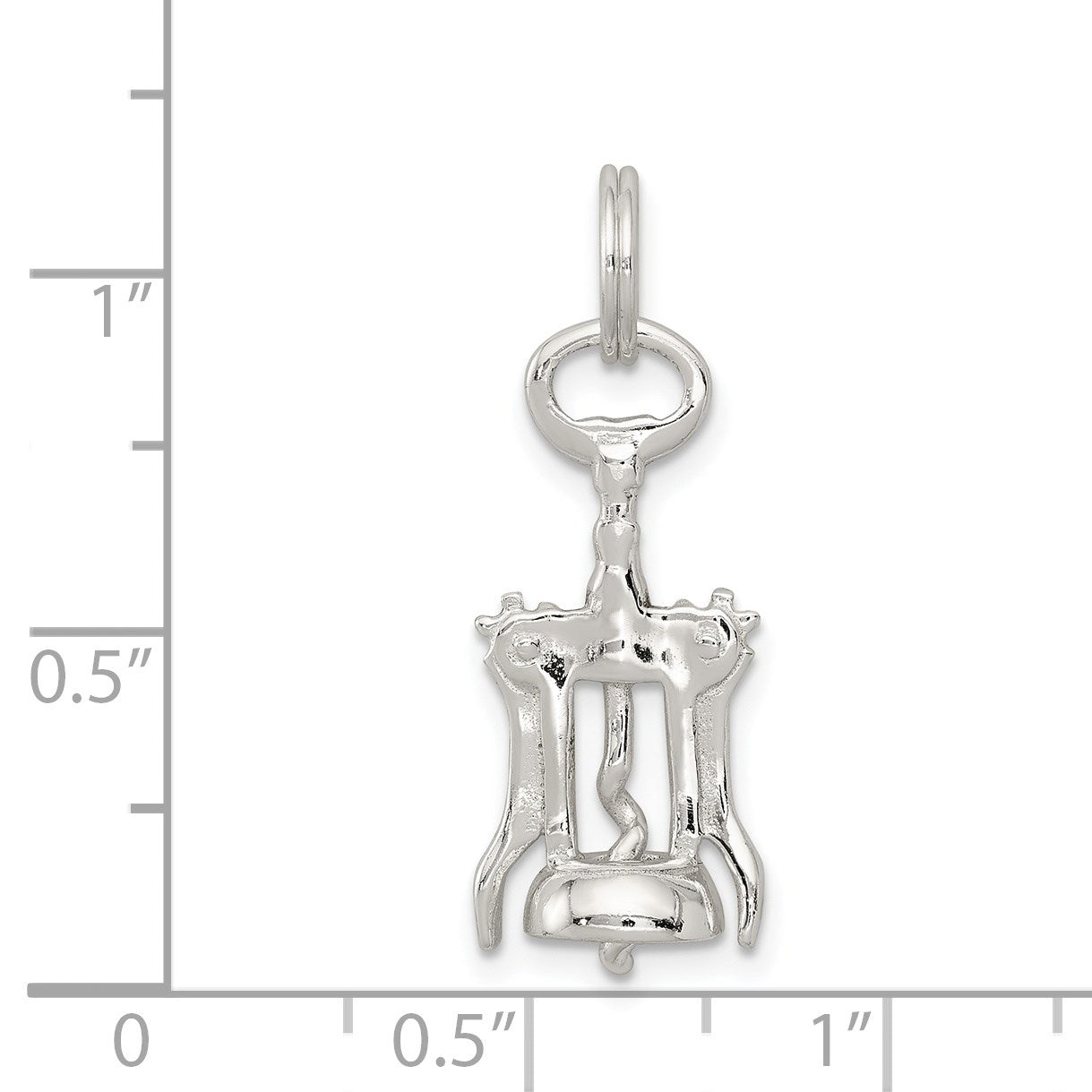 Sterling Silver Rhodium-plated Wine Bottle Opener Charm