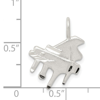 Sterling Silver Diamond Cut Grand Piano Pendant