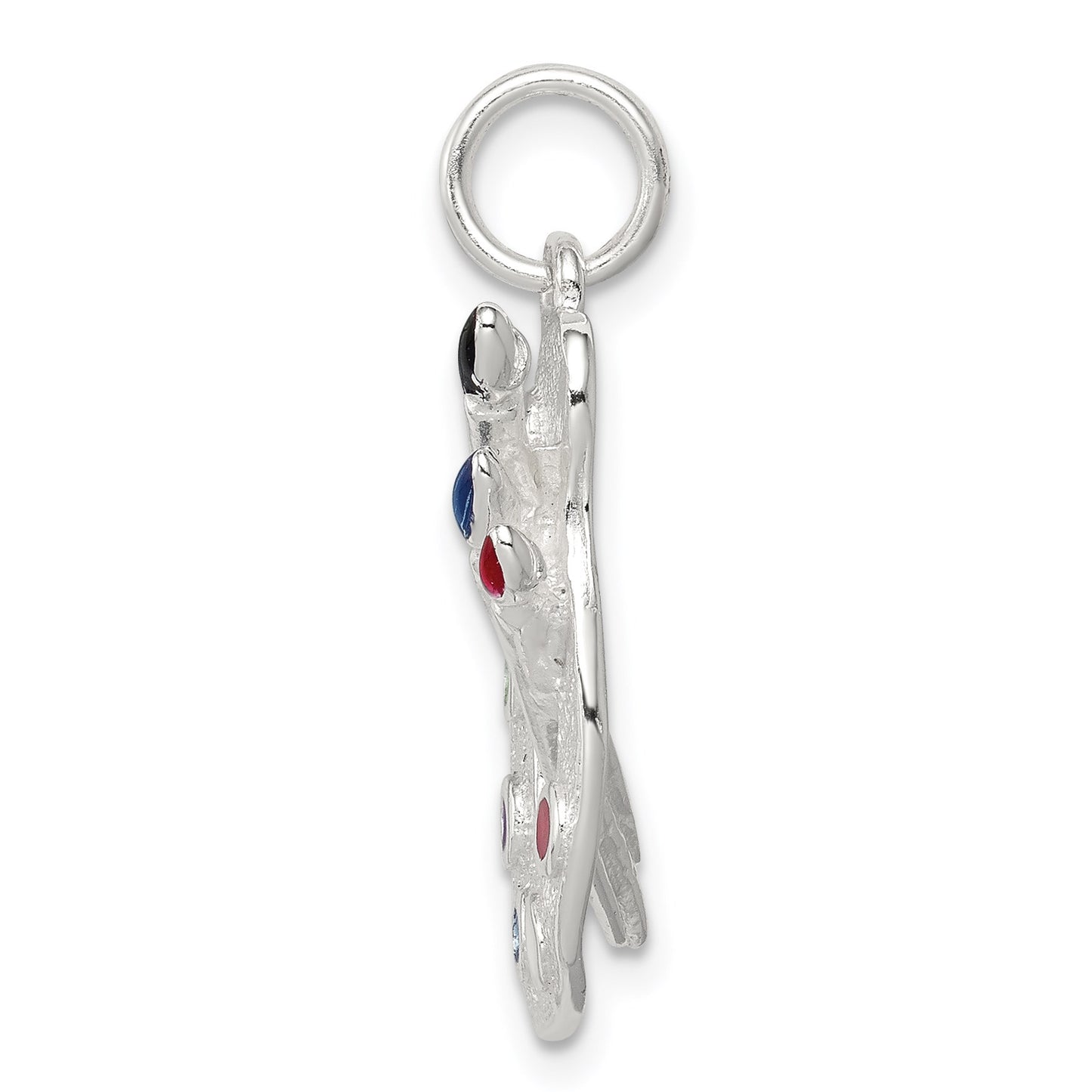 Sterling Silver Rhodium-plated Enameled Painting Palette Charm