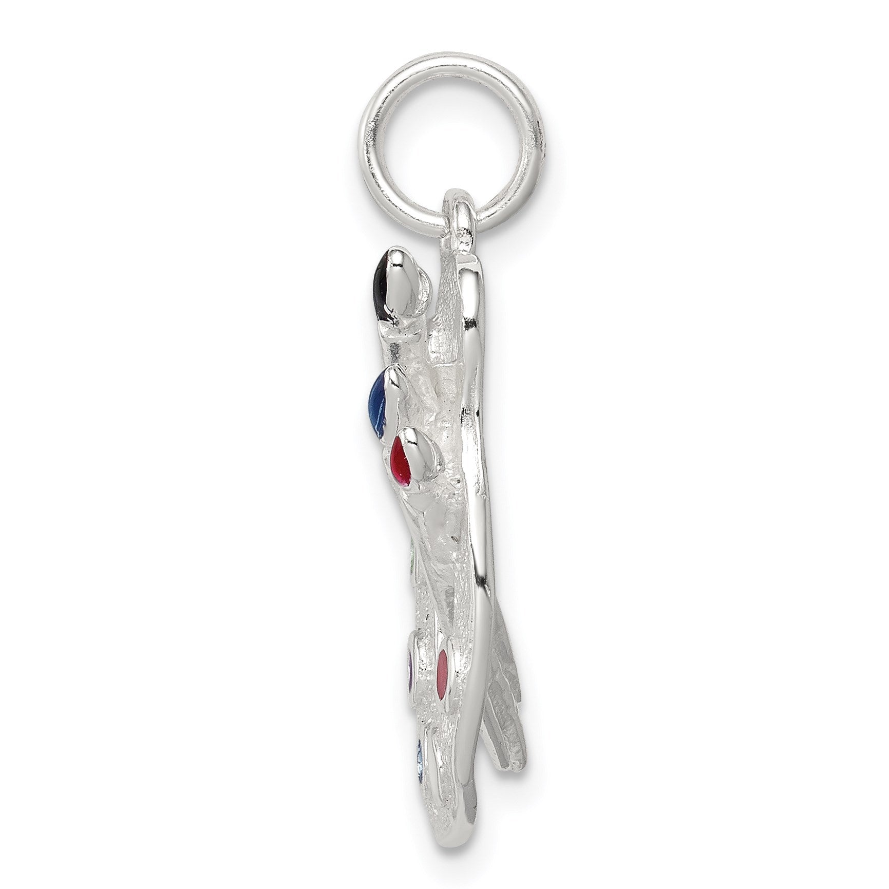 Sterling Silver Rhodium-plated Enameled Painting Palette Charm