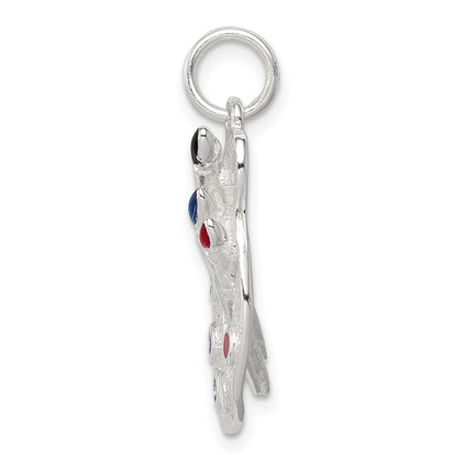 Sterling Silver Rhodium-plated Enameled Painting Palette Charm