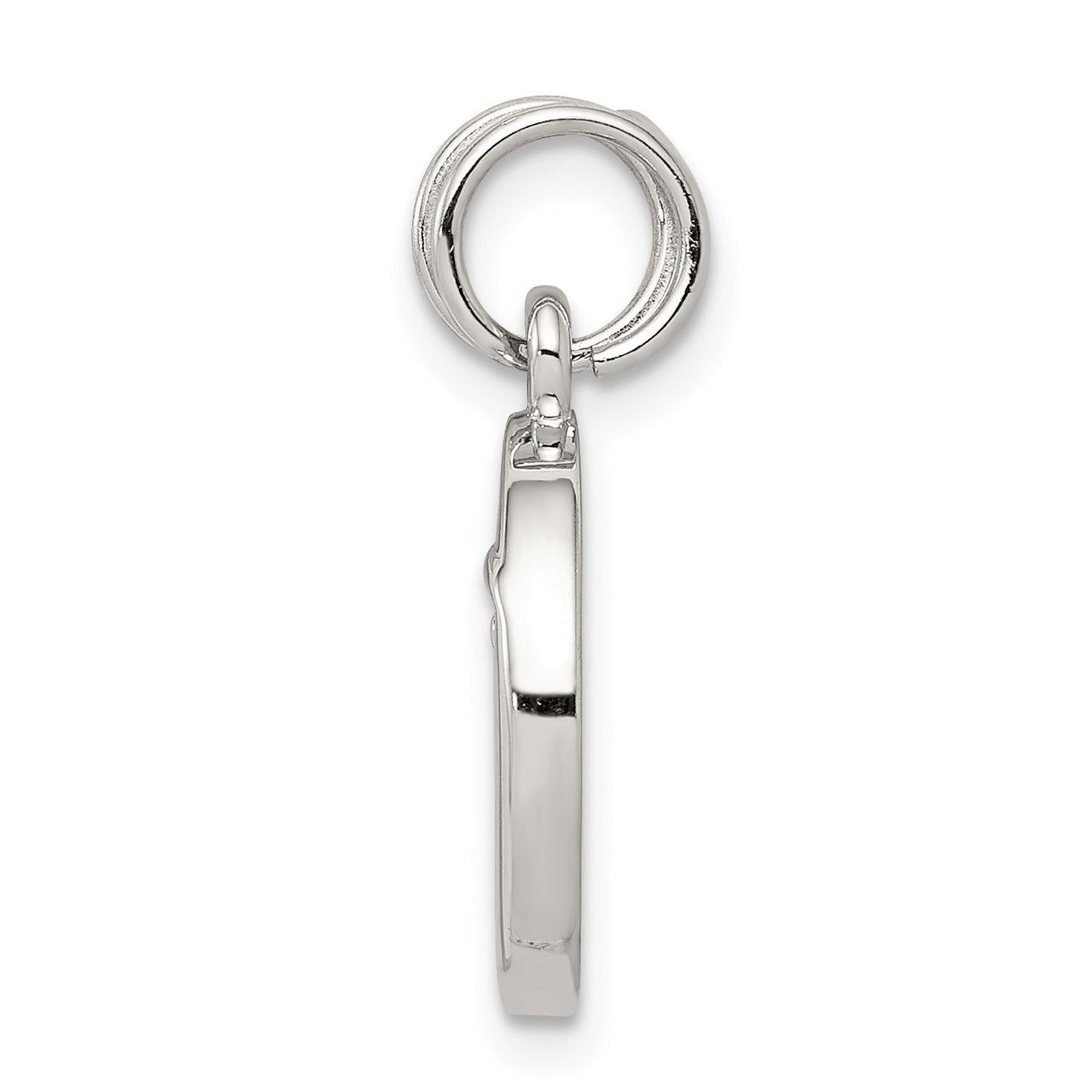 Sterling Silver Rhodium-plated Enameled and CZ Moon and Star Charm