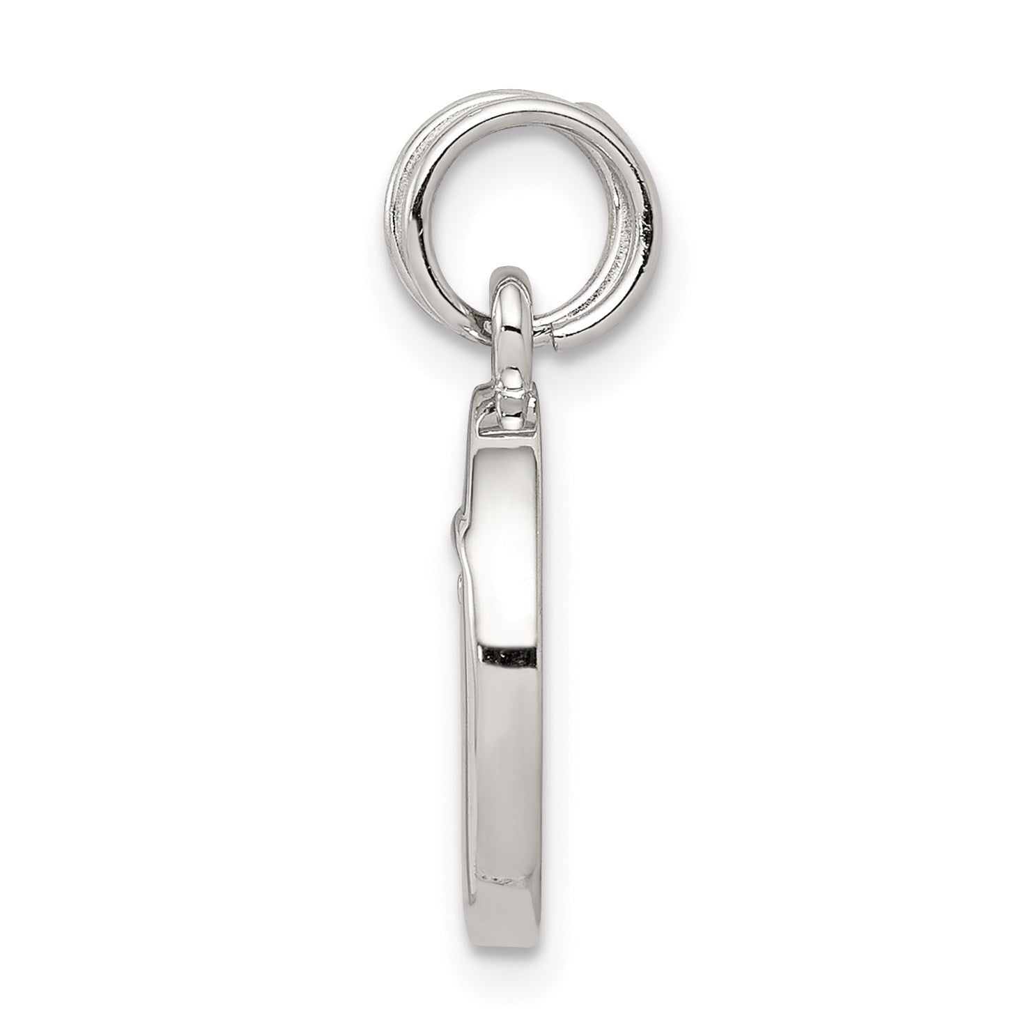 Sterling Silver Rhodium-plated Enameled and CZ Moon and Star Charm