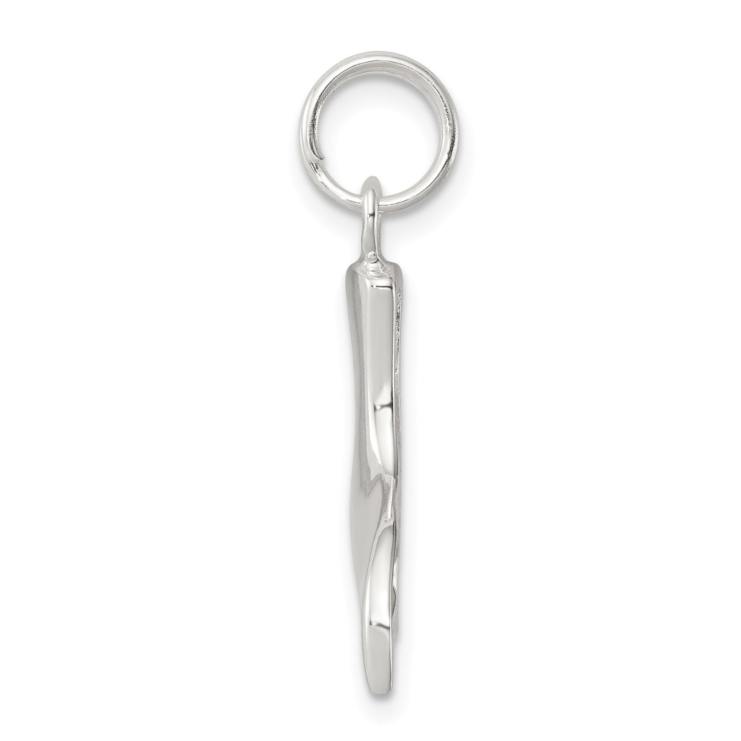 Sterling Silver Rhodium-plated Whale Tail Charm
