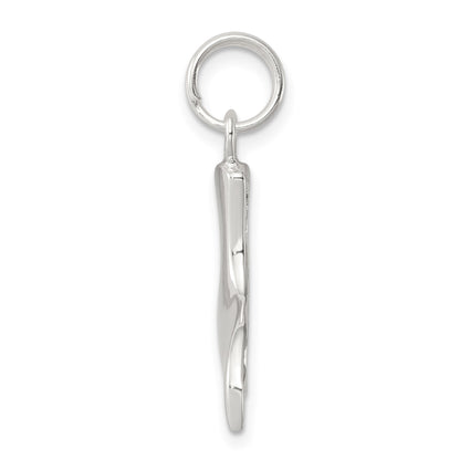 Sterling Silver Rhodium-plated Whale Tail Charm
