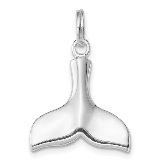 Sterling Silver Rhodium-plated Whale Tail Charm