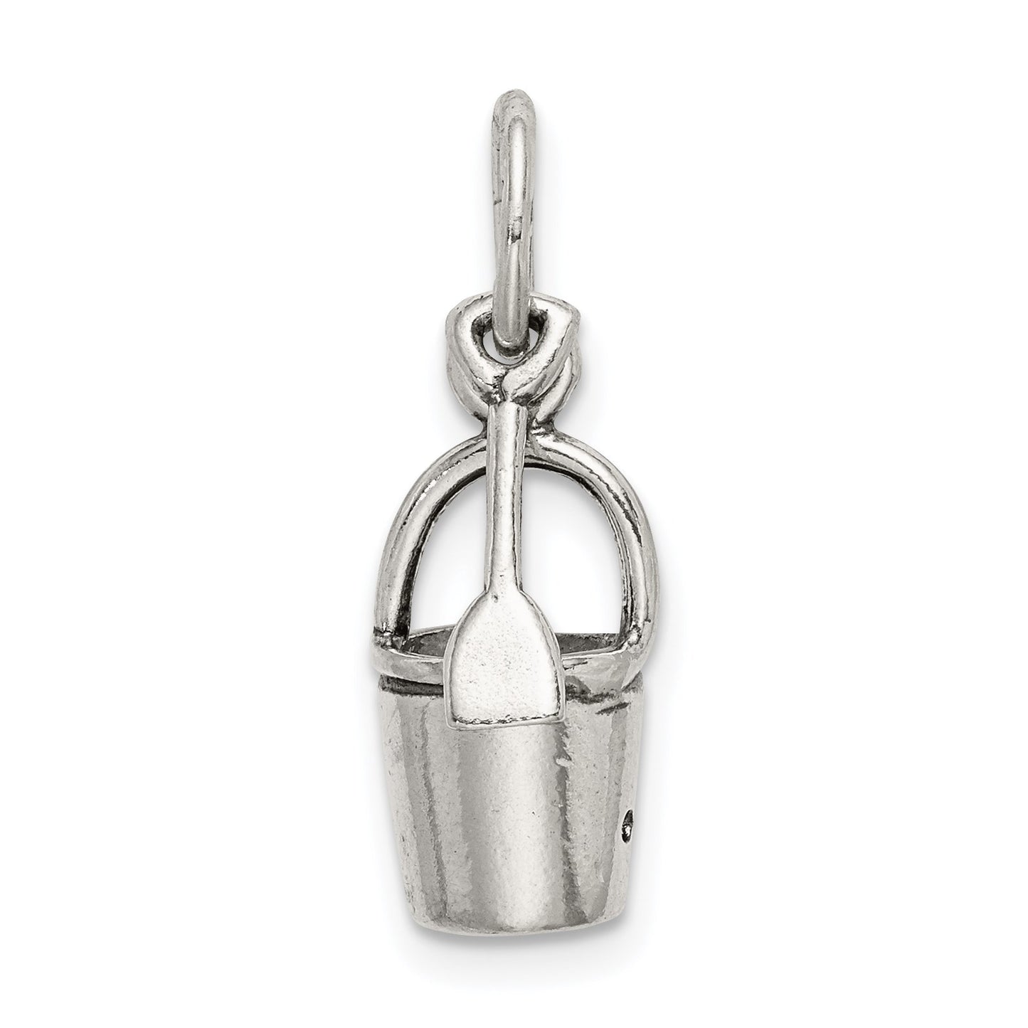 Sterling Silver Antiqued Sand Bucket and Shovel Charm