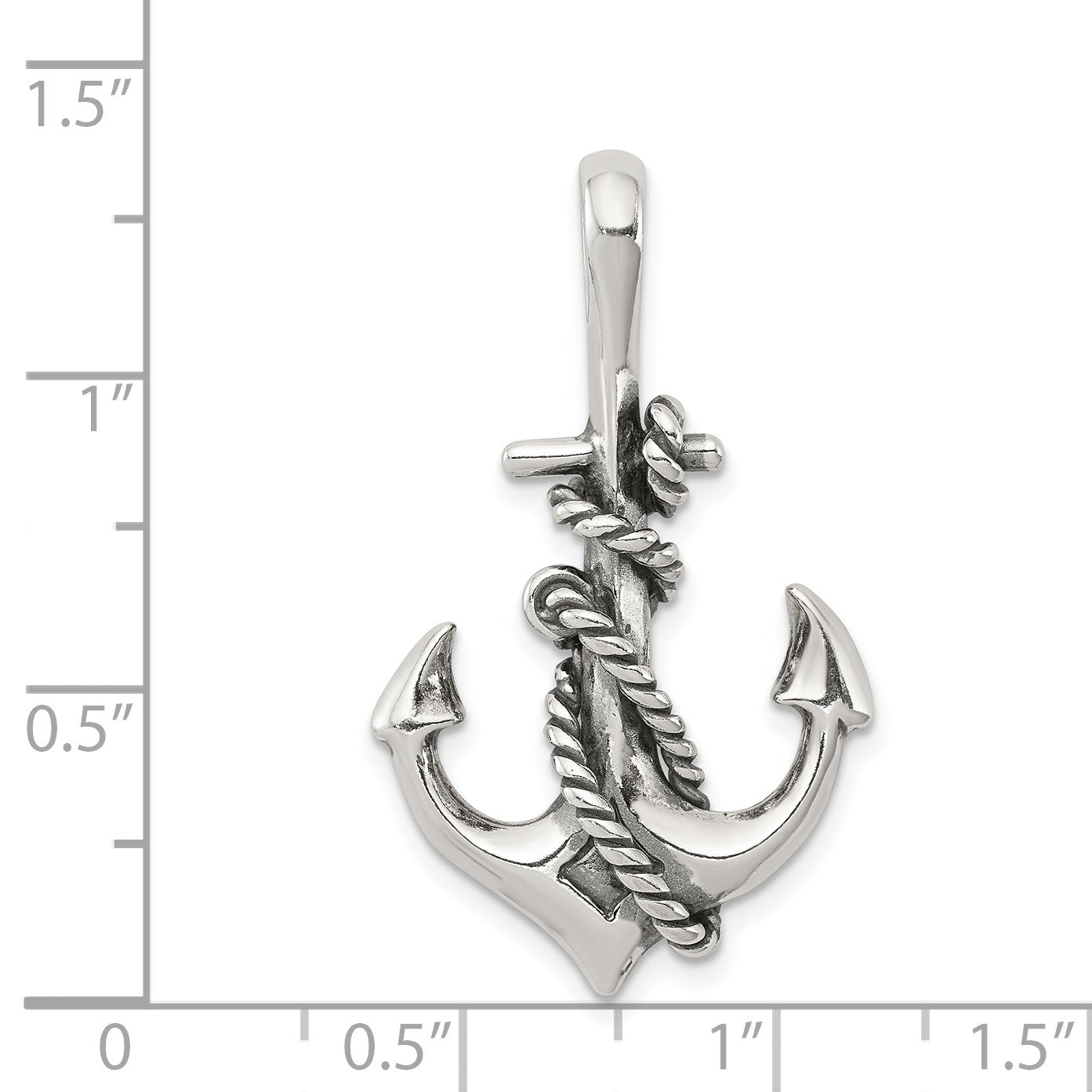 Sterling Silver Antiqued Anchor and Rope Pendant