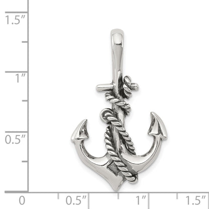 Sterling Silver Antiqued Anchor and Rope Pendant