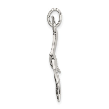 Sterling Silver Antiqued Wing Spread Seagull Charm