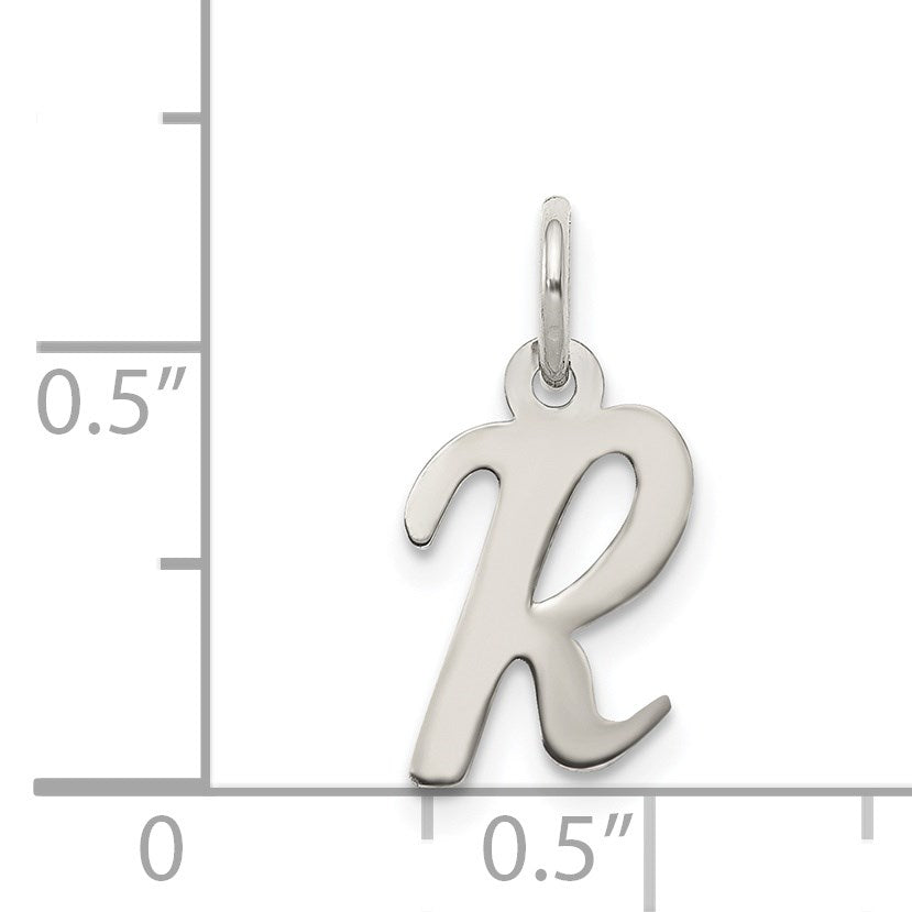 Sterling Silver Rhodium-plated Script Letter R Initial Charm