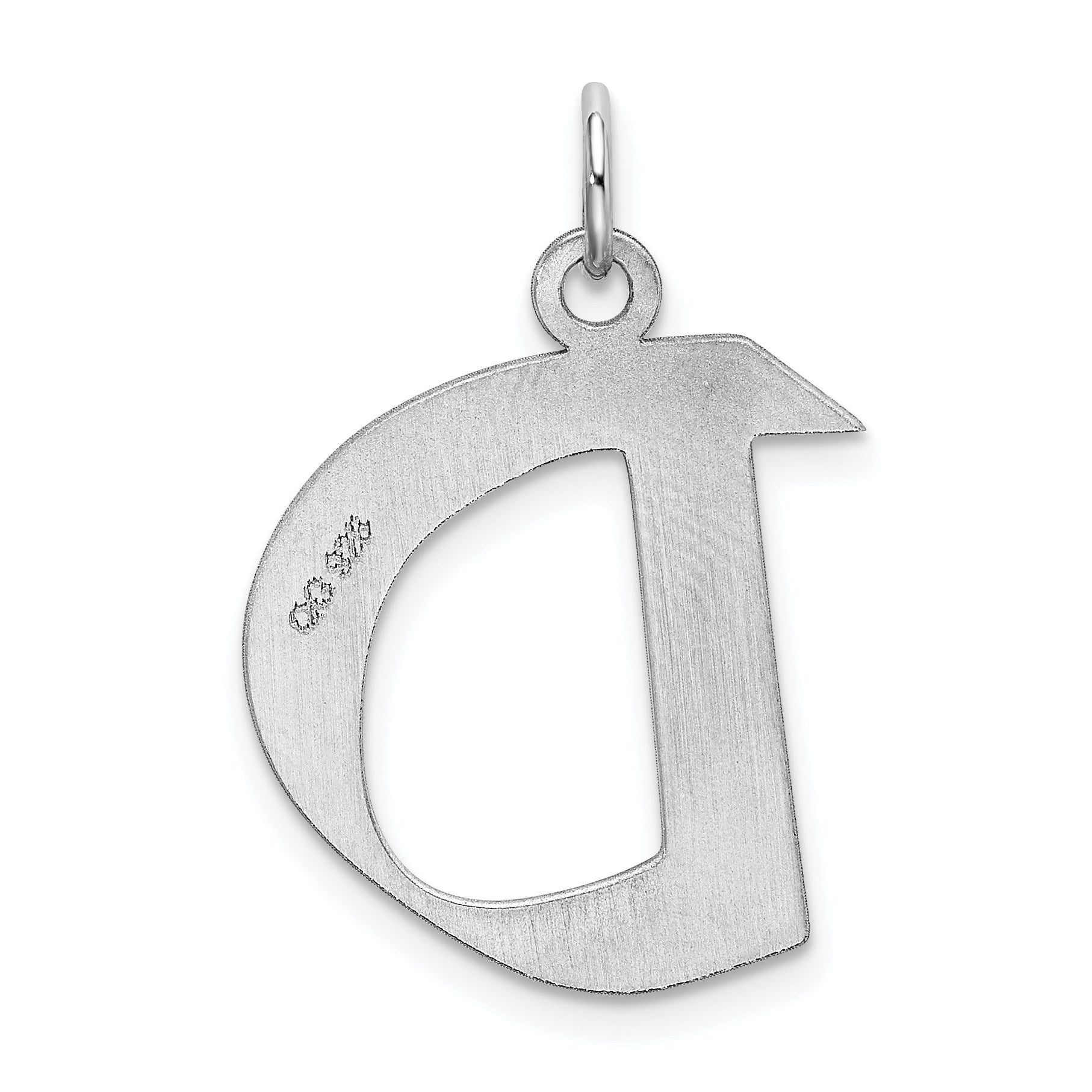 Sterling Silver Rhodium-plated Artisan Block Letter D Initial Charm