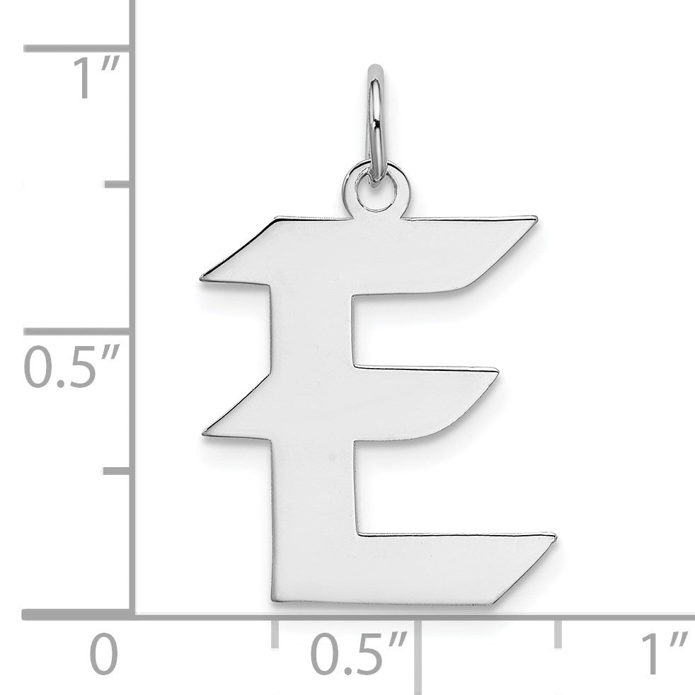 Sterling Silver Rhodium-plated Artisan Block Letter E Initial Charm
