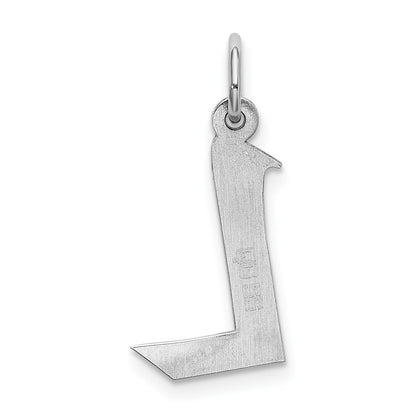 Sterling Silver Rhodium-plated Artisan Block Letter L Initial Charm
