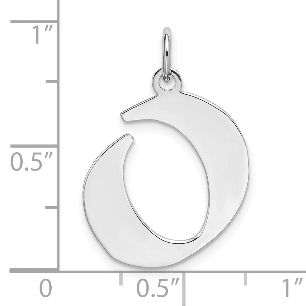 Sterling Silver Rhodium-plated Artisan Block Letter O Initial Charm