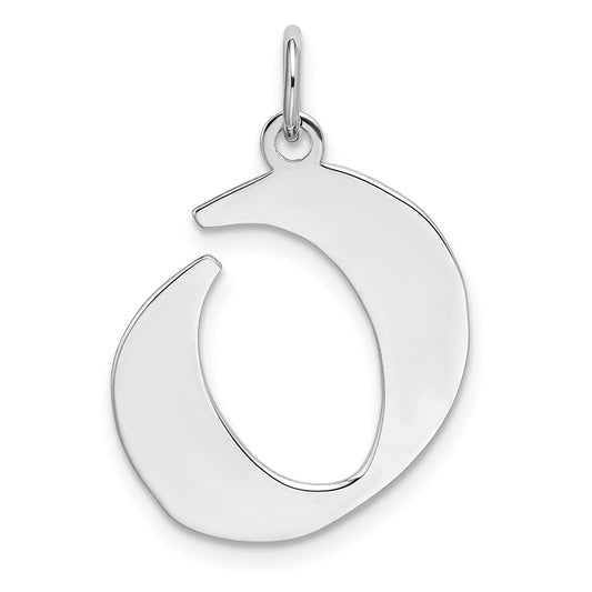 Sterling Silver Rhodium-plated Artisan Block Letter O Initial Charm