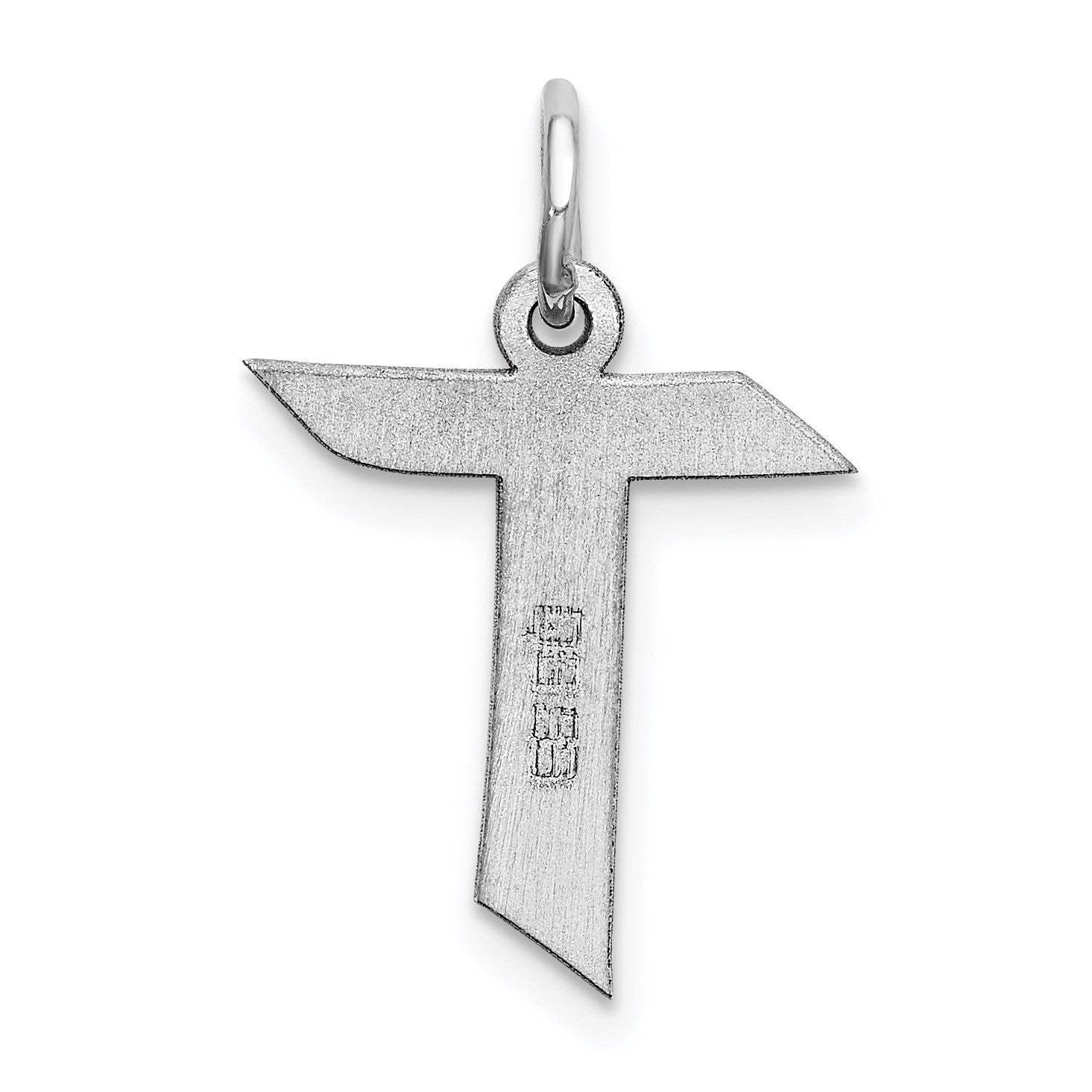 Sterling Silver Rhodium-plated Artisan Block Letter T Initial Charm