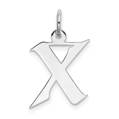 Sterling Silver Rhodium-plated Artisan Block Letter X Initial Charm