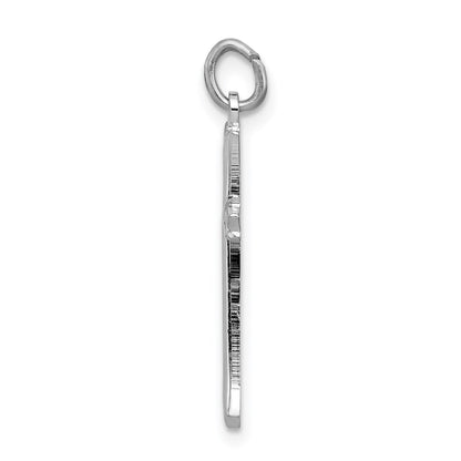 Sterling Silver Platinum-plated Fleur De Lis Cross Charm