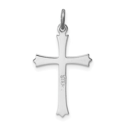 Sterling Silver Platinum-plated Fleur De Lis Cross Charm