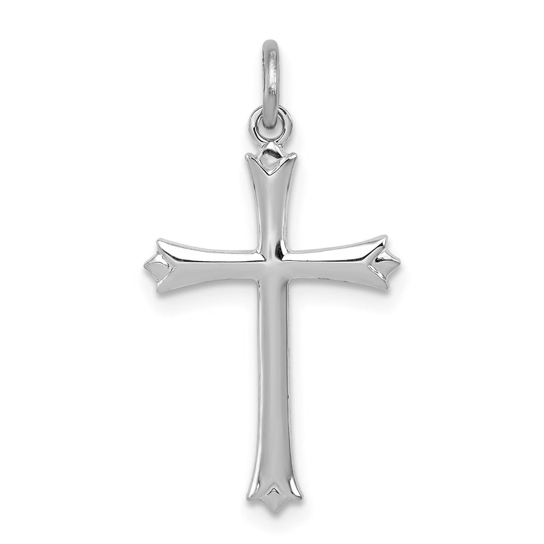 Sterling Silver Platinum-plated Fleur De Lis Cross Charm