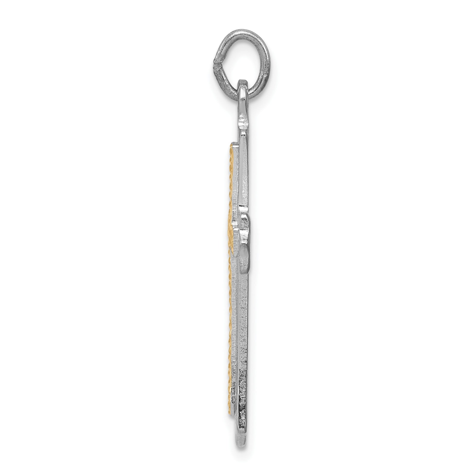 Sterling Silver Platinum-plated & Gold-plated Cross Pendant