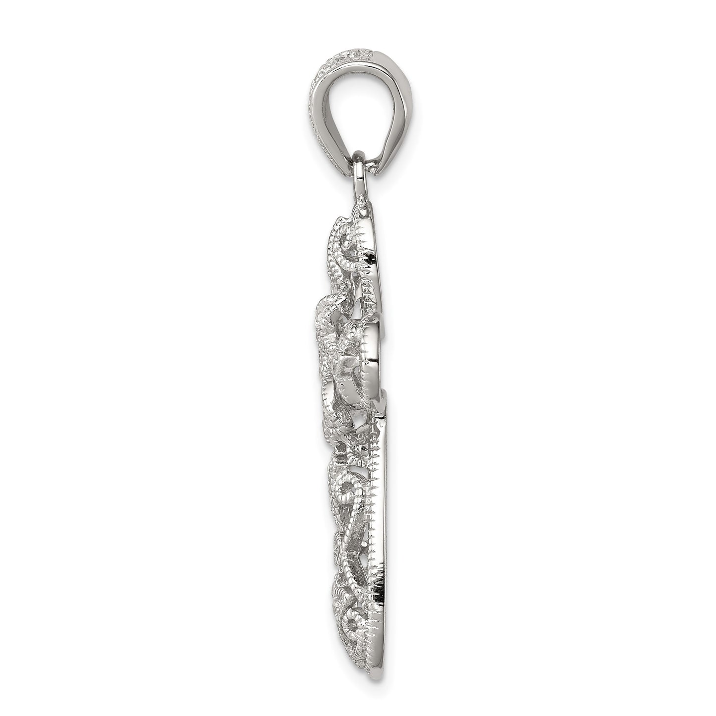 Sterling Silver Rhodium-plated CZ Cross Pendant