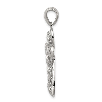 Sterling Silver Rhodium-plated CZ Cross Pendant