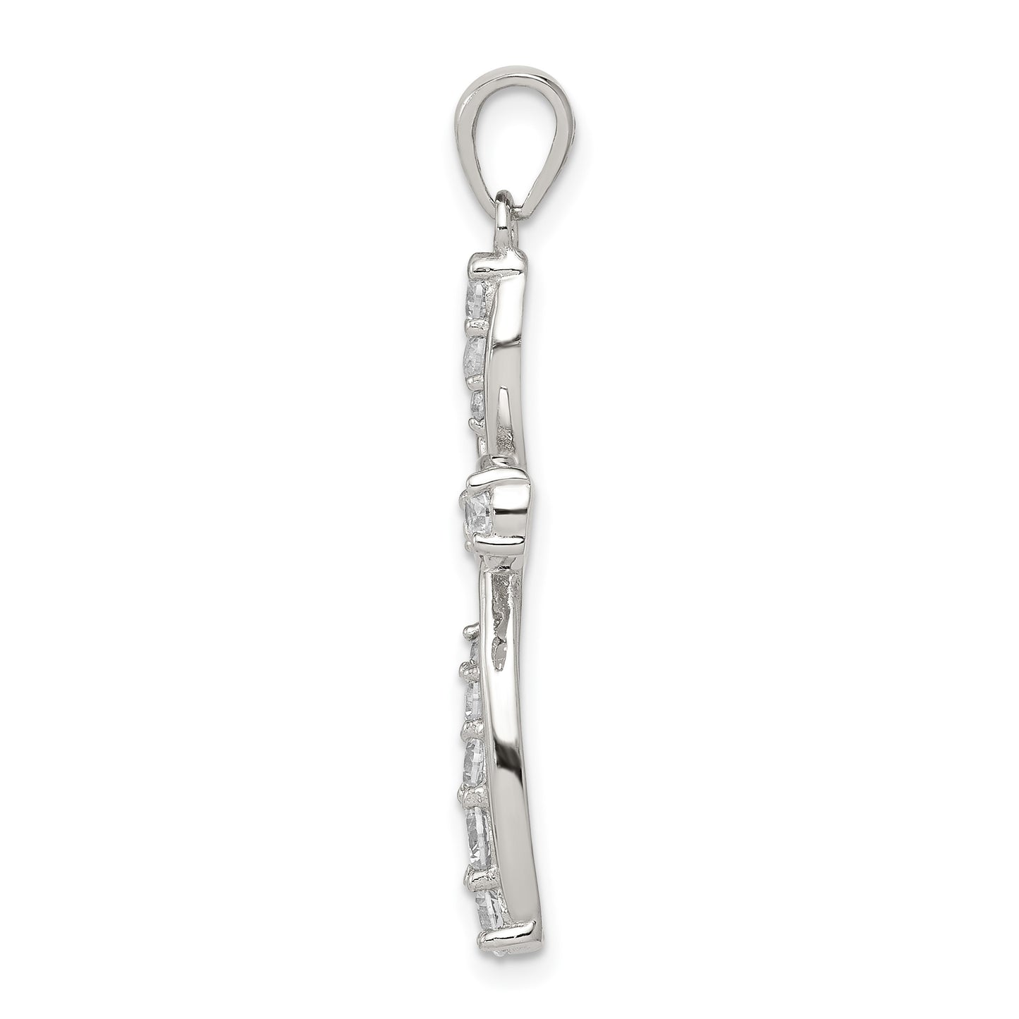 Sterling Silver Rhodium-plated CZ Cross Pendant